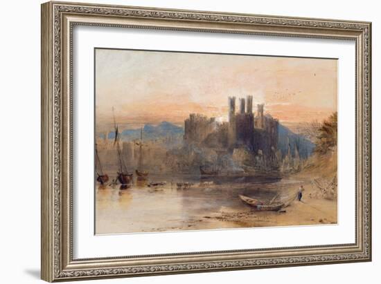 Caernarvon Castle, North Wales, 1836 (W/C, Gouache and Black Chalk on White Paper)-Samuel Palmer-Framed Giclee Print