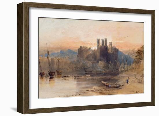 Caernarvon Castle, North Wales, 1836 (W/C, Gouache and Black Chalk on White Paper)-Samuel Palmer-Framed Giclee Print