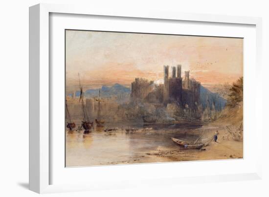 Caernarvon Castle, North Wales, 1836 (W/C, Gouache and Black Chalk on White Paper)-Samuel Palmer-Framed Giclee Print