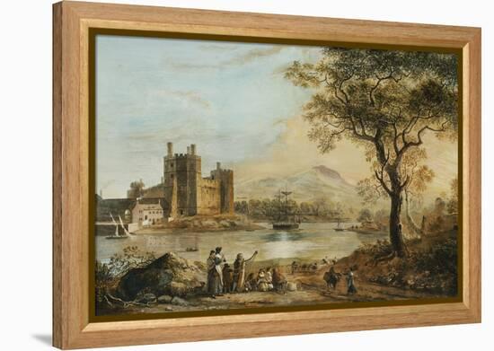 Caernarvon Castle, with a Harper in the Foreground-Paul Sandby-Framed Premier Image Canvas