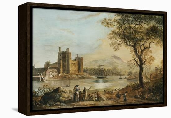 Caernarvon Castle, with a Harper in the Foreground-Paul Sandby-Framed Premier Image Canvas
