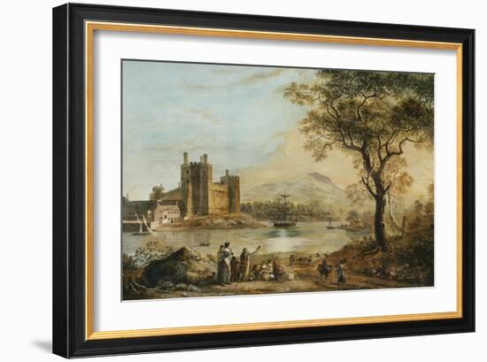 Caernarvon Castle, with a Harper in the Foreground-Paul Sandby-Framed Giclee Print