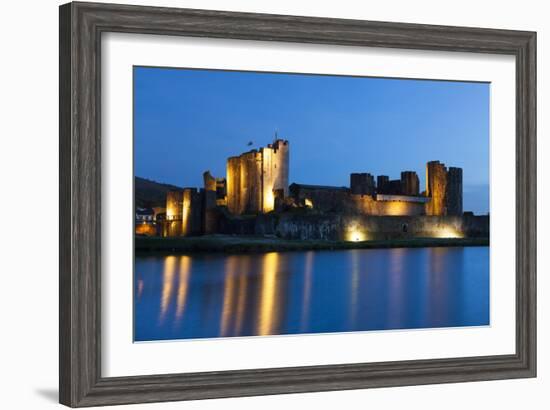 Caerphilly Castle at Dusk, Wales, Gwent, United Kingdom, Europe-Billy Stock-Framed Photographic Print