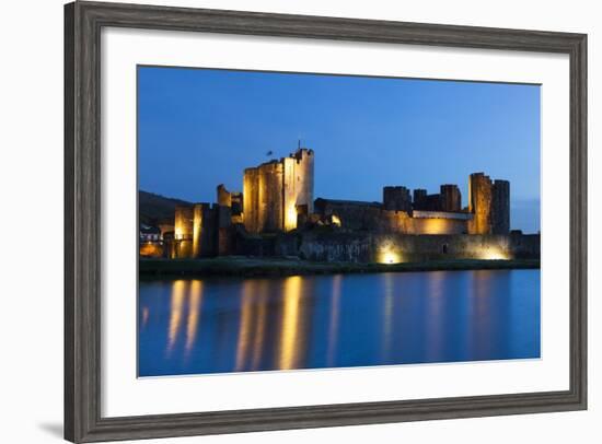 Caerphilly Castle at Dusk, Wales, Gwent, United Kingdom, Europe-Billy Stock-Framed Photographic Print