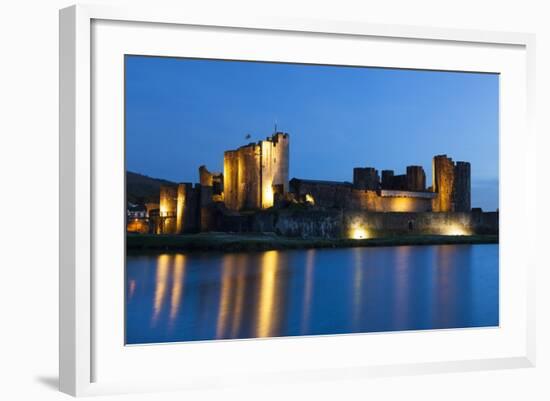 Caerphilly Castle at Dusk, Wales, Gwent, United Kingdom, Europe-Billy Stock-Framed Photographic Print