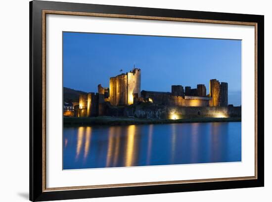 Caerphilly Castle at Dusk, Wales, Gwent, United Kingdom, Europe-Billy Stock-Framed Photographic Print