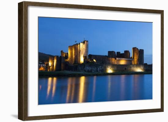 Caerphilly Castle at Dusk, Wales, Gwent, United Kingdom, Europe-Billy Stock-Framed Photographic Print