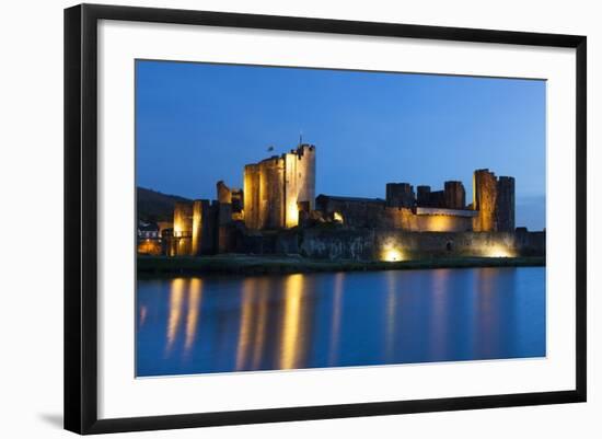 Caerphilly Castle at Dusk, Wales, Gwent, United Kingdom, Europe-Billy Stock-Framed Photographic Print