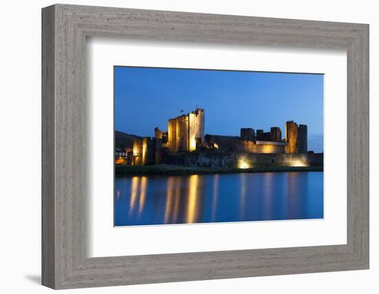 Caerphilly Castle at Dusk, Wales, Gwent, United Kingdom, Europe-Billy Stock-Framed Photographic Print