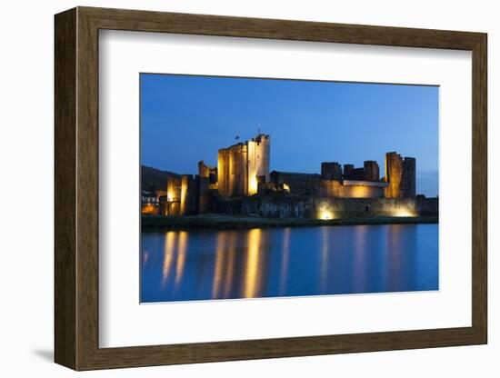 Caerphilly Castle at Dusk, Wales, Gwent, United Kingdom, Europe-Billy Stock-Framed Photographic Print