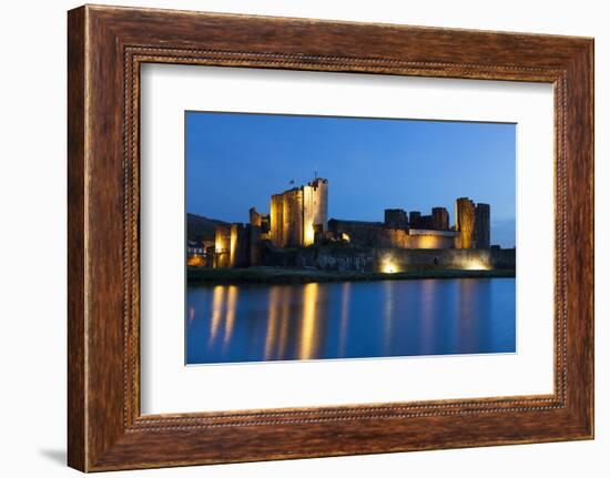 Caerphilly Castle at Dusk, Wales, Gwent, United Kingdom, Europe-Billy Stock-Framed Photographic Print