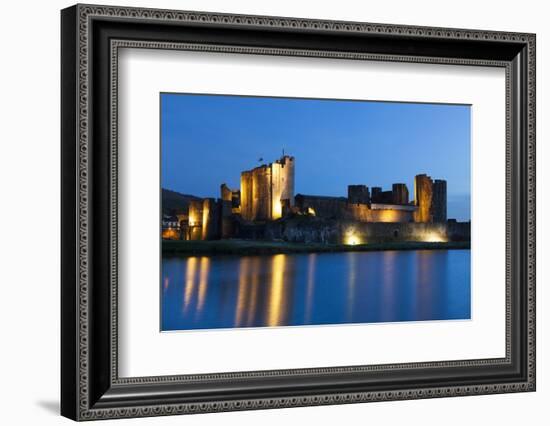 Caerphilly Castle at Dusk, Wales, Gwent, United Kingdom, Europe-Billy Stock-Framed Photographic Print