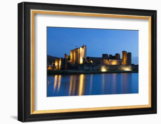 Caerphilly Castle at Dusk, Wales, Gwent, United Kingdom, Europe-Billy Stock-Framed Photographic Print