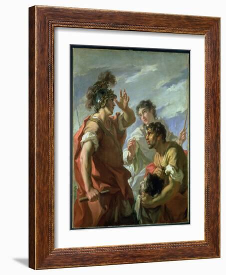 Caesar before Alexandria, 1724-25 (Oil on Canvas)-Giovanni Antonio Pellegrini-Framed Giclee Print