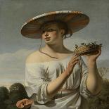 Girl in a Large Hat-Caesar Boetius van Everdingen-Framed Art Print
