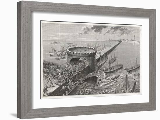 Caesar in Egypt Besieges Alexandria-Poyet-Framed Art Print