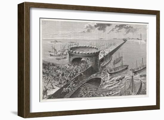 Caesar in Egypt Besieges Alexandria-Poyet-Framed Art Print