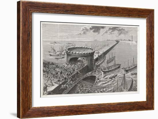 Caesar in Egypt Besieges Alexandria-Poyet-Framed Art Print