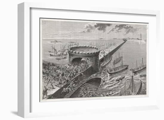 Caesar in Egypt Besieges Alexandria-Poyet-Framed Art Print