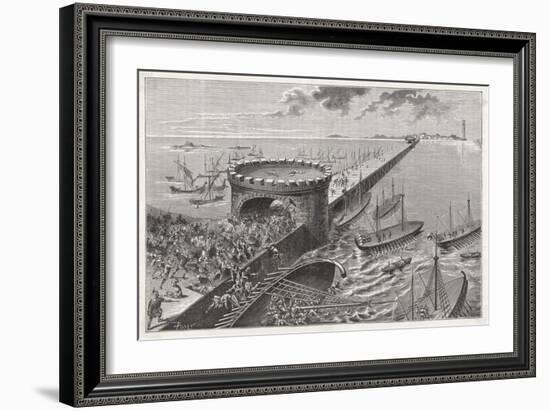 Caesar in Egypt Besieges Alexandria-Poyet-Framed Art Print