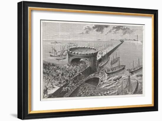 Caesar in Egypt Besieges Alexandria-Poyet-Framed Art Print