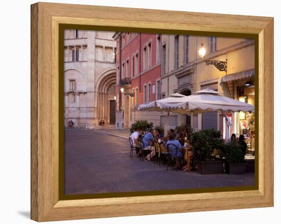 Cafe and Baptistry, Parma, Emilia Romagna, Italy, Europe-Frank Fell-Framed Premier Image Canvas