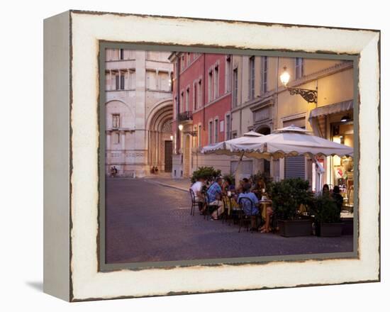 Cafe and Baptistry, Parma, Emilia Romagna, Italy, Europe-Frank Fell-Framed Premier Image Canvas