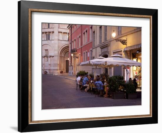 Cafe and Baptistry, Parma, Emilia Romagna, Italy, Europe-Frank Fell-Framed Photographic Print