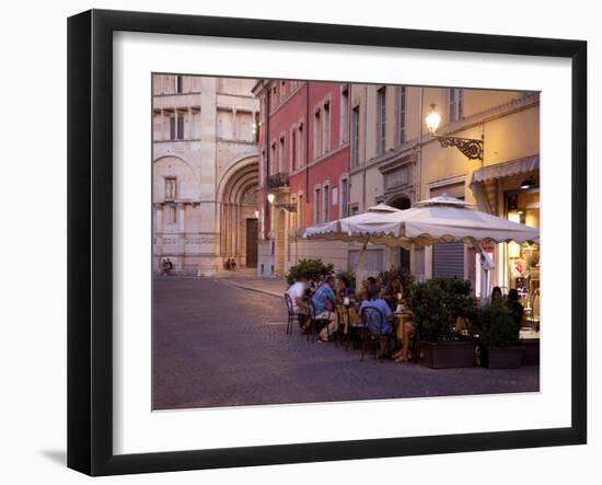 Cafe and Baptistry, Parma, Emilia Romagna, Italy, Europe-Frank Fell-Framed Photographic Print