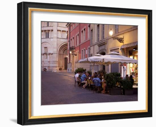 Cafe and Baptistry, Parma, Emilia Romagna, Italy, Europe-Frank Fell-Framed Photographic Print