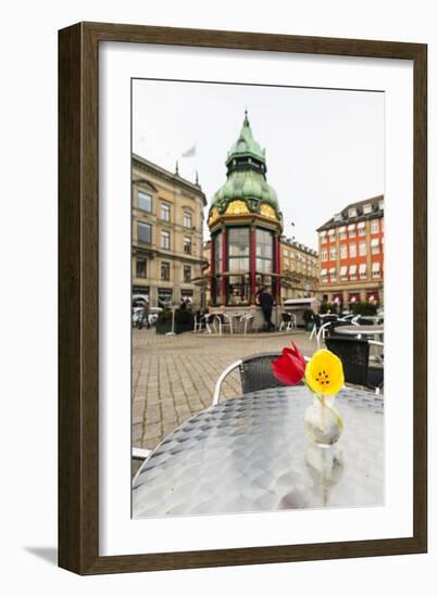 Cafe at Kongens Nytorv, Copenhagen, Sjaelland, Denmark-Fredrik Norrsell-Framed Photographic Print