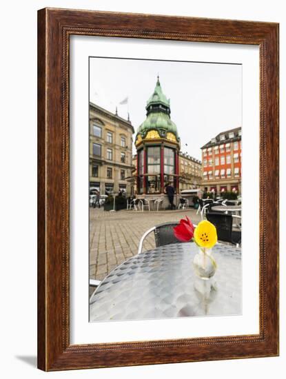 Cafe at Kongens Nytorv, Copenhagen, Sjaelland, Denmark-Fredrik Norrsell-Framed Photographic Print