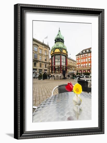 Cafe at Kongens Nytorv, Copenhagen, Sjaelland, Denmark-Fredrik Norrsell-Framed Photographic Print