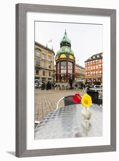 Cafe at Kongens Nytorv, Copenhagen, Sjaelland, Denmark-Fredrik Norrsell-Framed Photographic Print