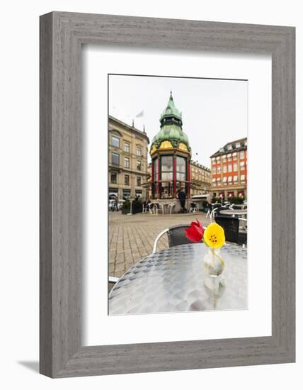 Cafe at Kongens Nytorv, Copenhagen, Sjaelland, Denmark-Fredrik Norrsell-Framed Photographic Print