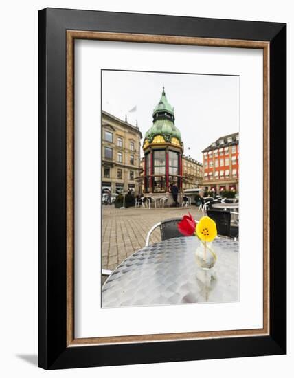 Cafe at Kongens Nytorv, Copenhagen, Sjaelland, Denmark-Fredrik Norrsell-Framed Photographic Print