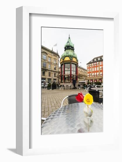 Cafe at Kongens Nytorv, Copenhagen, Sjaelland, Denmark-Fredrik Norrsell-Framed Photographic Print