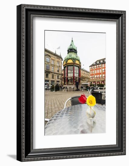 Cafe at Kongens Nytorv, Copenhagen, Sjaelland, Denmark-Fredrik Norrsell-Framed Photographic Print