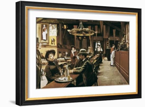 Café at Montmartre-Santiago Rusinol-Framed Art Print