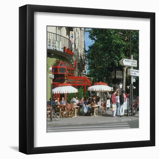 Cafe Boulevard St-Germain Paris-null-Framed Art Print