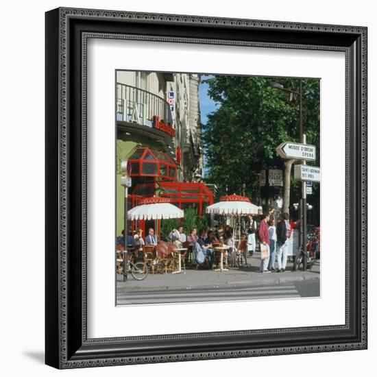 Cafe Boulevard St-Germain Paris-null-Framed Art Print