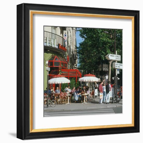 Cafe Boulevard St-Germain Paris-null-Framed Art Print