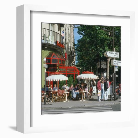 Cafe Boulevard St-Germain Paris-null-Framed Art Print