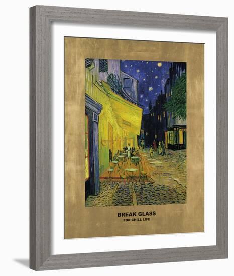 Cafe - Break Glass (after Vincent Van Gogh)-Eccentric Accents-Framed Giclee Print