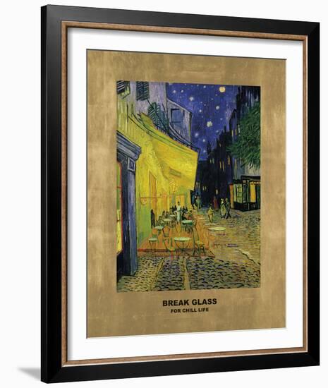 Cafe - Break Glass (after Vincent Van Gogh)-Eccentric Accents-Framed Giclee Print