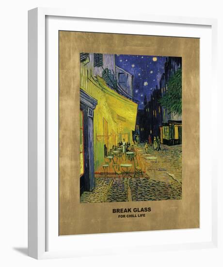 Cafe - Break Glass (after Vincent Van Gogh)-Eccentric Accents-Framed Giclee Print