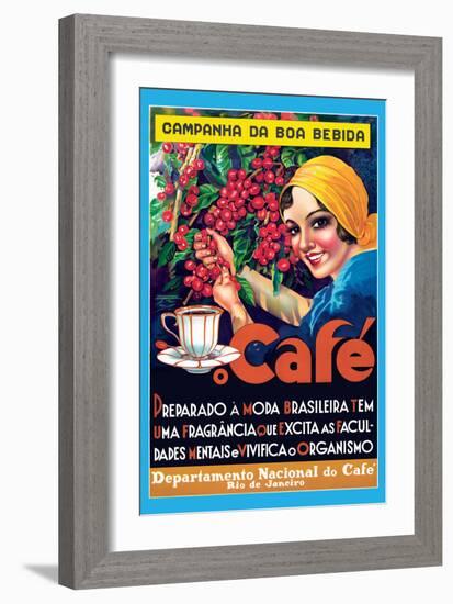 Café (Coffee) - Rio De Janeiro, Brazil - Vintage Advertising Poster, 1930s-Pacifica Island Art-Framed Art Print