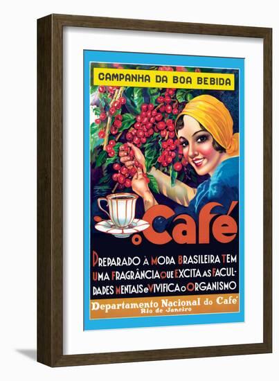 Café (Coffee) - Rio De Janeiro, Brazil - Vintage Advertising Poster, 1930s-Pacifica Island Art-Framed Art Print