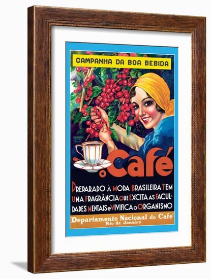 Café (Coffee) - Rio De Janeiro, Brazil - Vintage Advertising Poster, 1930s-Pacifica Island Art-Framed Art Print