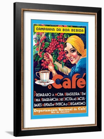Café (Coffee) - Rio De Janeiro, Brazil - Vintage Advertising Poster, 1930s-Pacifica Island Art-Framed Art Print